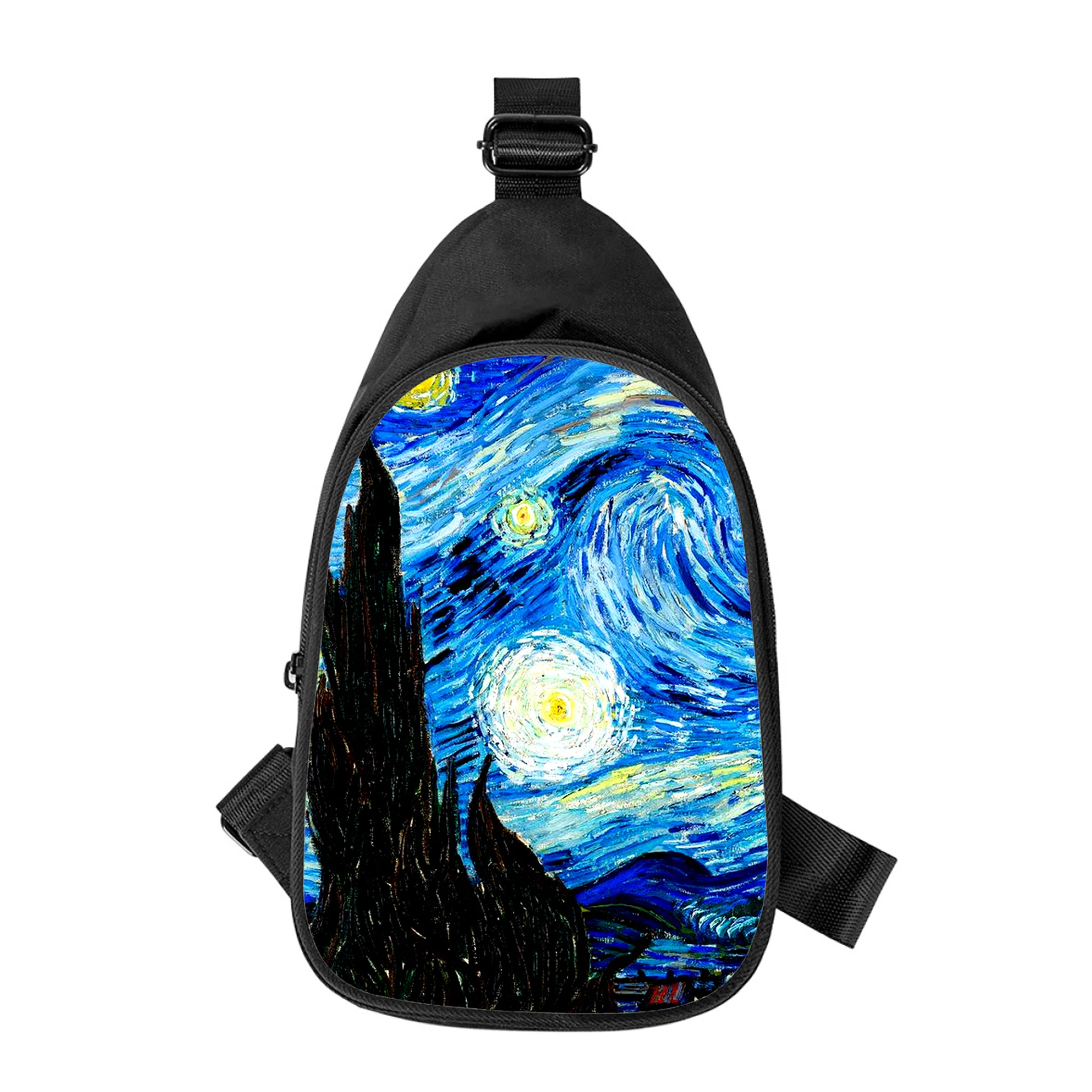 Van Gogh Kunst Malerei 3D-Druck neue Männer Kreuz Brusttasche diagonal Frauen Umhängetasche Ehemann Schule Taille Pack männliche Brust Pack