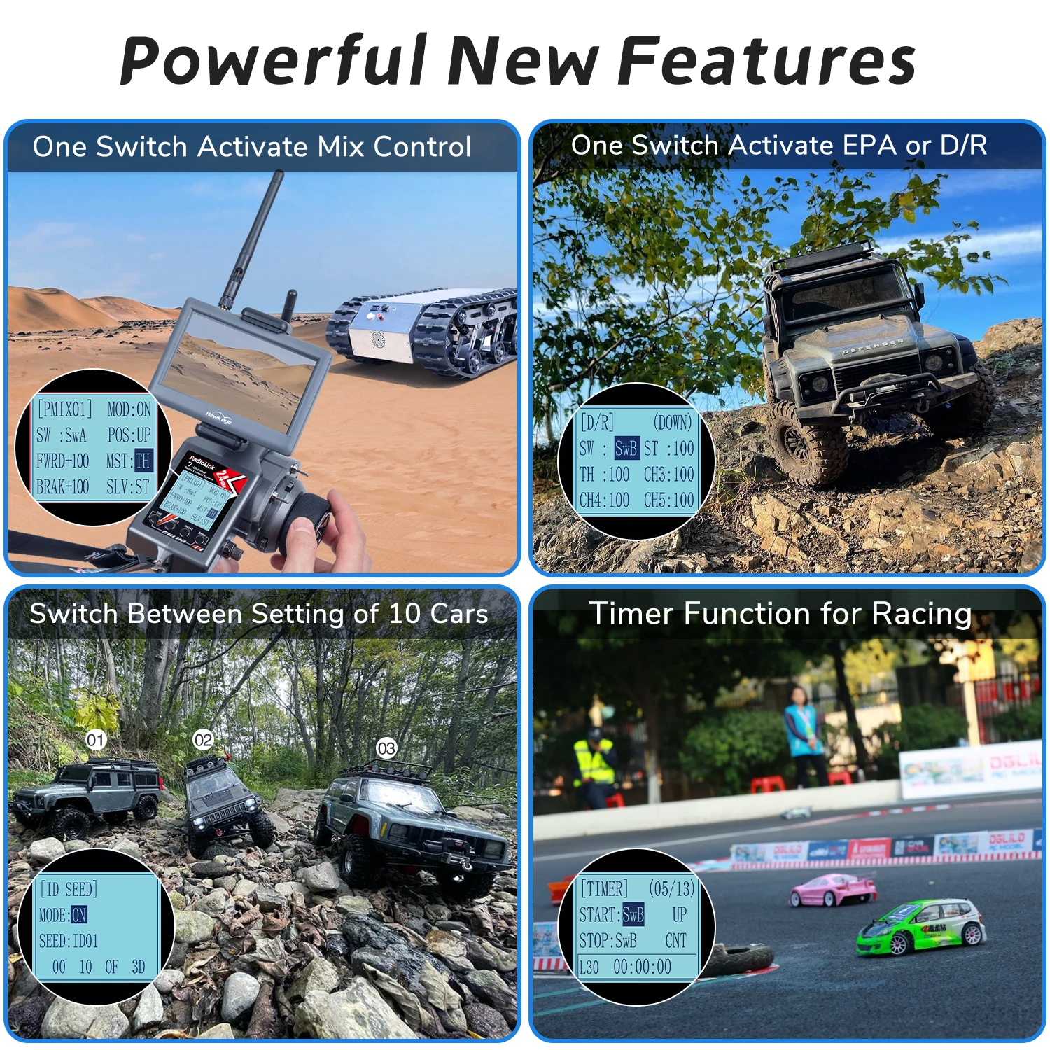 Radiolink RC6GS V3 2.4G 7 チャンネル無線送信機 R7FG 受信機付きジャイロテレメトリ付属 RC カーボート用リモートコントローラー