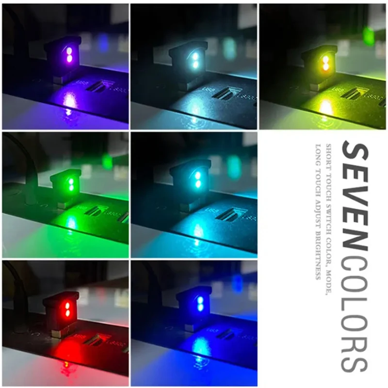 Mini USB ไฟ LED รถ Auto ภายในบรรยากาศไฟฉุกเฉิน RGB Auto สีสันโคมไฟตกแต่งอุปกรณ์เสริมรถยนต์
