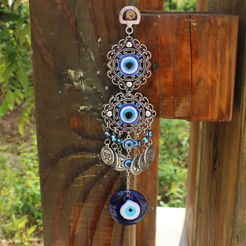 Pingente de Parede Azul Evil Eye, Amuleto Turco, Amuleto da Sorte, Bênção Proteção Presente, Mão Hamsa, Flor para Decoração de Casa