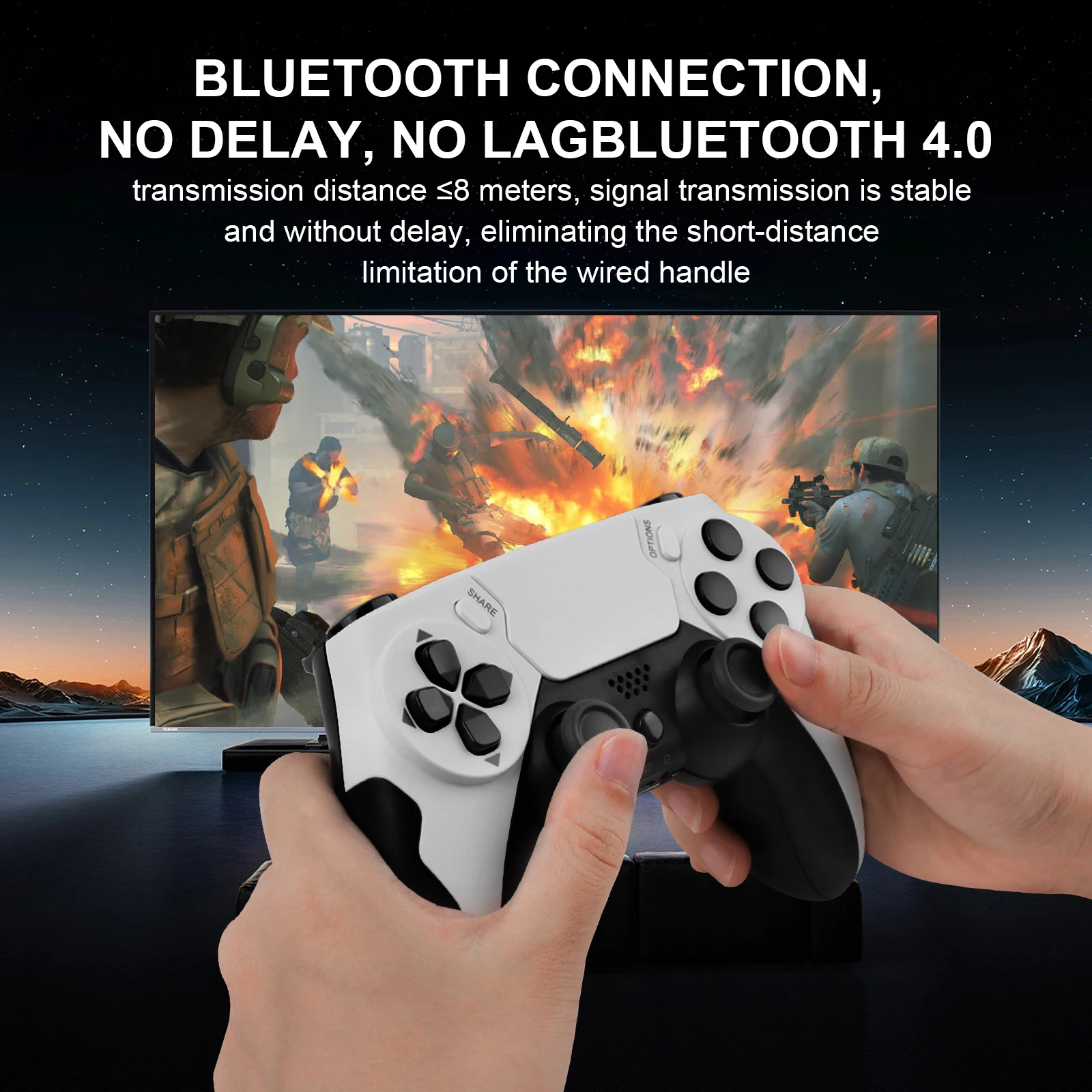 GAMINJA P48 Wireless Controller BT Gamepad Double Vibration No Latency With Touchpad Microphone Earphone Port For PS4 PS3 PC