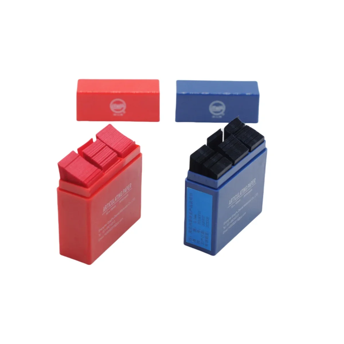 300 Vellen Dental Lab Scharnierende Papier Dual Kleur Rood Blauw 55x18mm Bite Mark Strips Tanden Occlusie controle Tandarts Gereedschap