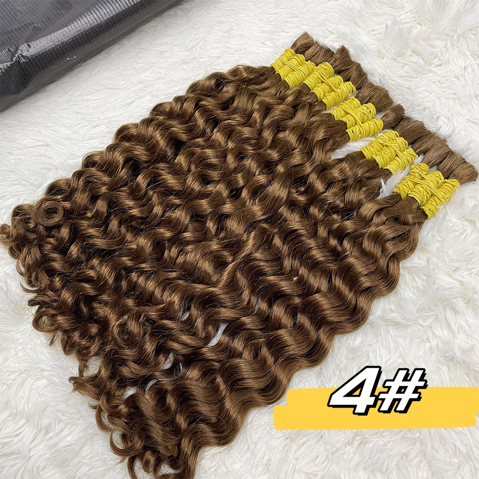 ミンクの毛バルク緩い深層水織りバージン卸売キロ 100% 天然生インド寺院波状人毛バンドルエクステンション