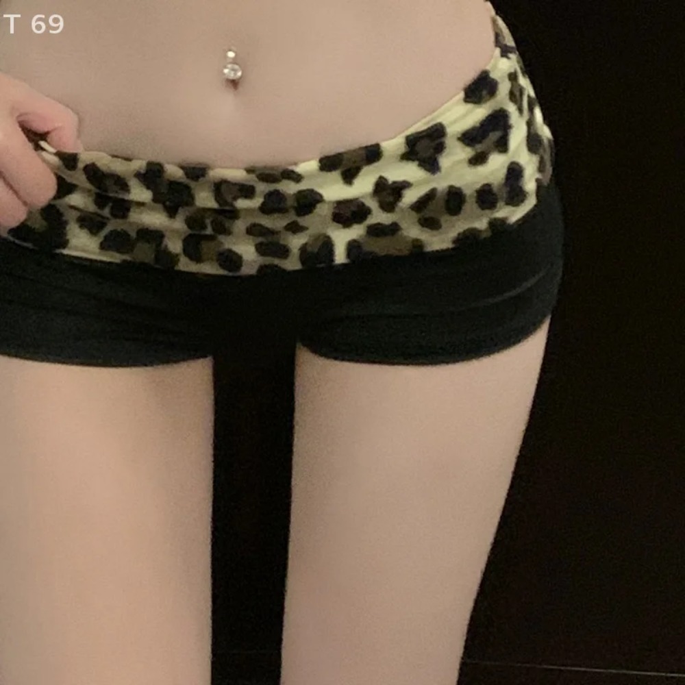 Color Blocking Luipaardprint Casual Broek Dames Zomer Nieuwe Lage Taille A-lijn Broek Pittige Shorts Hip Lifting Hot Pants