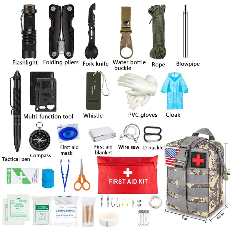 Survival Erste-Hilfe-Set Survival Komplettset Molle Outdoor-Ausrüstung Notfall-Sets Trauma-Tasche Camping Wandern IFAK Adventures