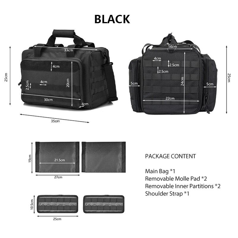 Gun Range Storage Bag Molle System Outdoor Hunting Accessory Nylon Gun Tactical Case Bags Pistol Tool Shoulder Pack Sniper Black