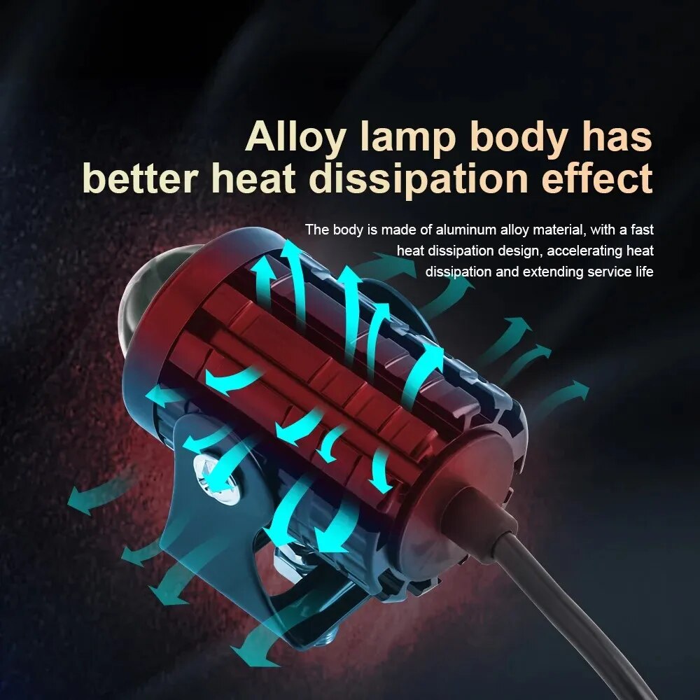 Universal motocicleta led farol lente do projetor dupla cor atv scooter lâmpada de condução luz nevoeiro lâmpada auxiliar