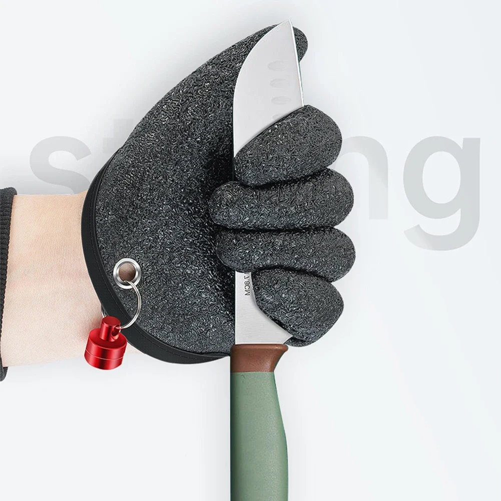 Luvas de pesca atrapar peixe antiderrapante durabl malha dedo cheio à prova dwaterproof água trabalho cutproof luva fecho esquerda direita vestuário proteger a mão