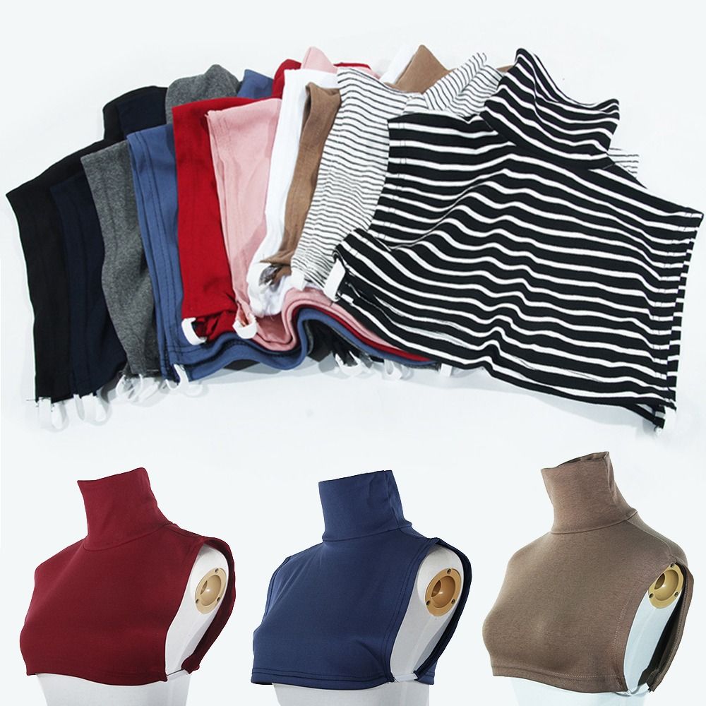 Faux col roulé de couleur unie, Extensions portables, demi-haut en Modal musulman pour femmes, couverture détachable pour faux cou