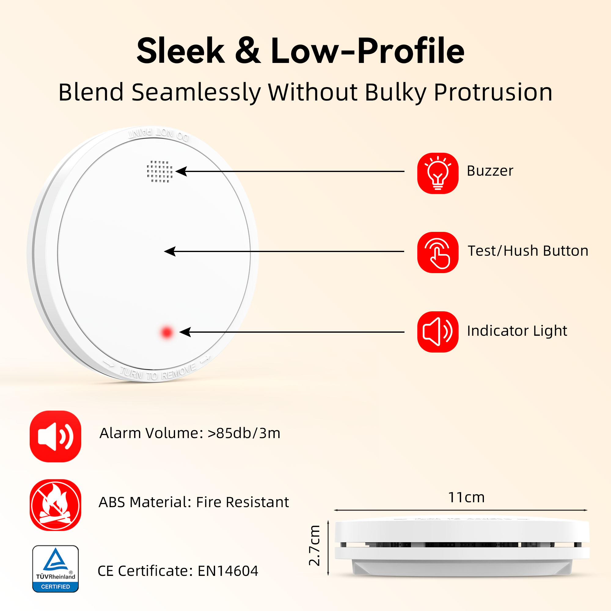 CHZHVAN Independent Smoke detector built-in 10 Year battery Fire Smoke alarm for House Security Protection Fire Detector