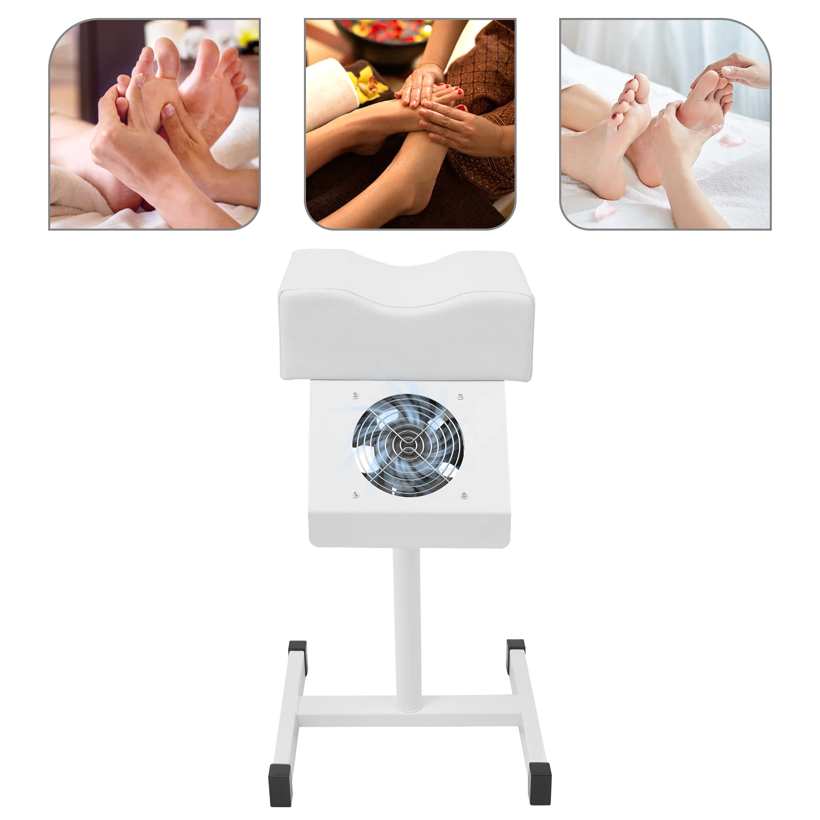 Equipado com aspirador de pó, banco de unhas, cadeira de reparo de pés com altura ajustável de 48-68 cm e cadeira de massagem branca