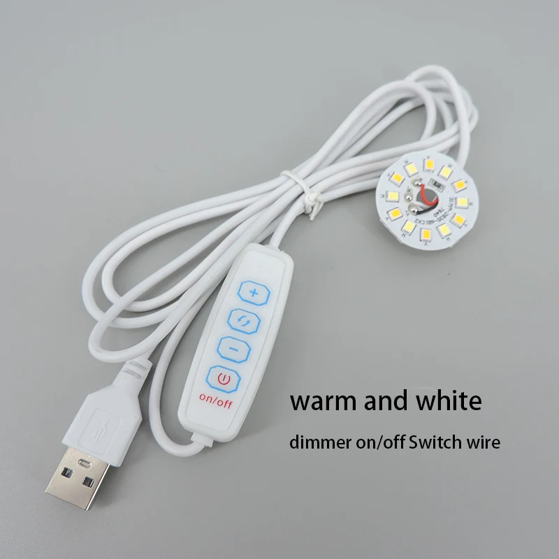 Blanco cálido DC 5V 3W USB luces LED 2835 chip de un solo color lectura luz nocturna escritorio libro tableta lámpara interruptor cable de alimentación regulable