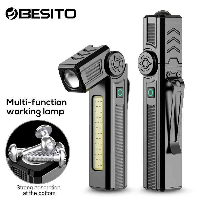 Luz de trabajo portátil multifuncional, luz de trabajo giratoria, iluminación, luz de reparación magnética, luz de reparación de carga USB, superbrillante