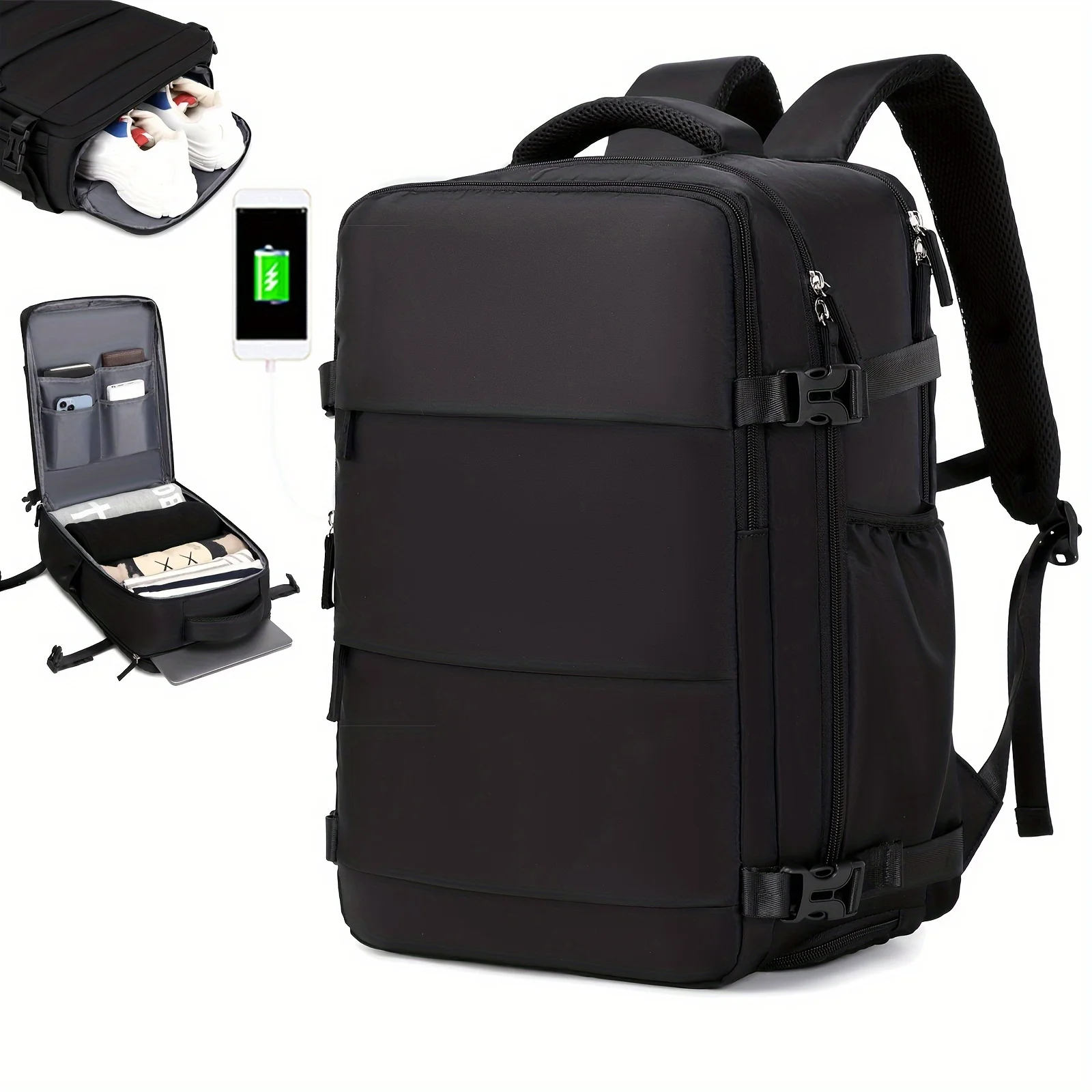Men's Travel Backpack, Waterproof Computer Backpack, with Shoe Compartment, Computer Carry-on Backpack