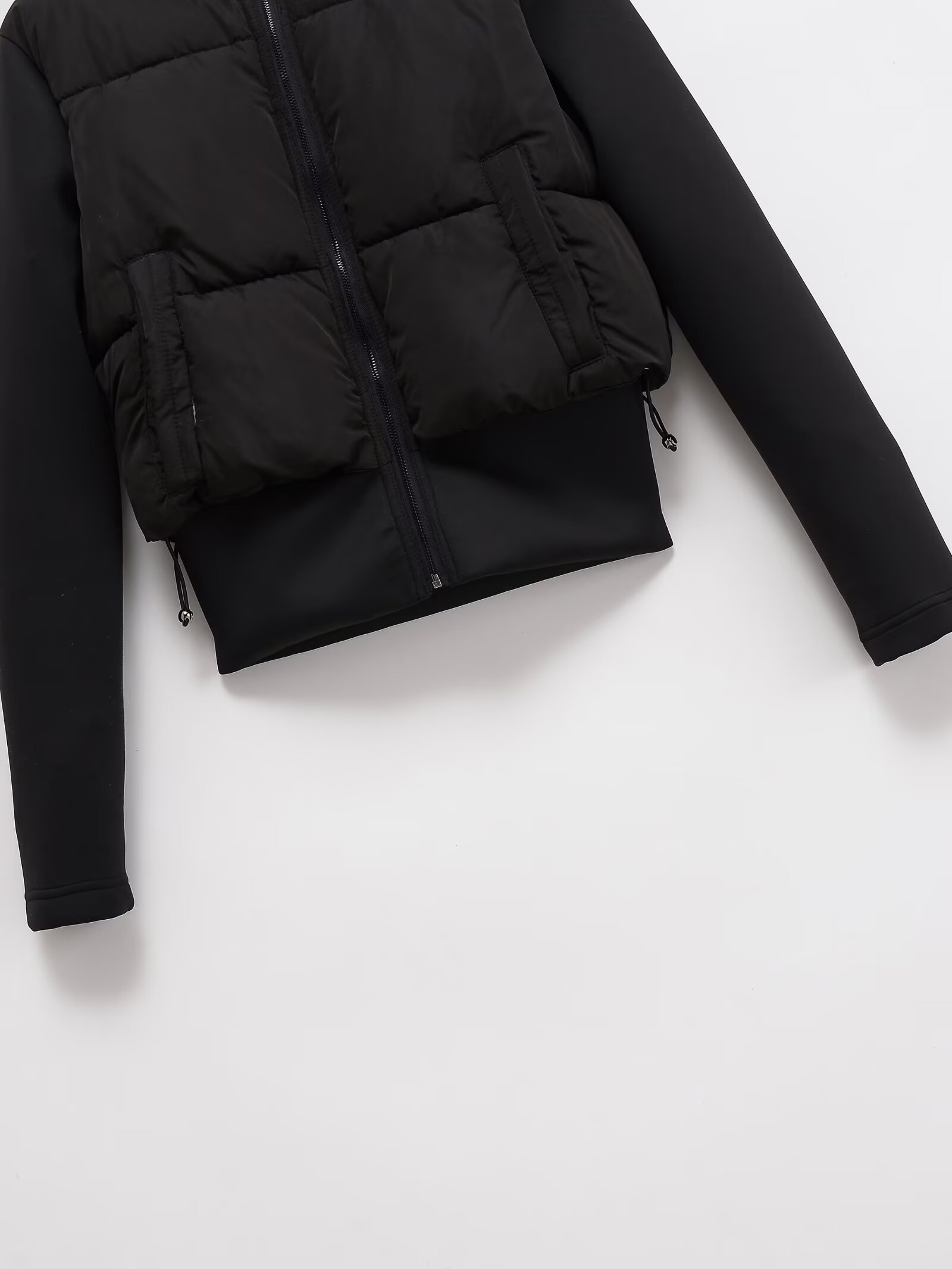 UNIZERA2025 outono nova moda casual feminina fino tecido elástico emenda casaco de algodão quente casaco de algodão com capuz