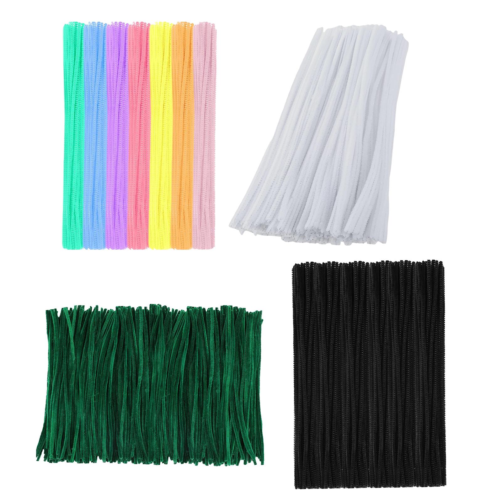 100Pcs Plush Chenille Stems 6mm x 12inch Flexible Pipe Cleaners Kids Educational Toy for Art Projects Decorations DIY Crafts