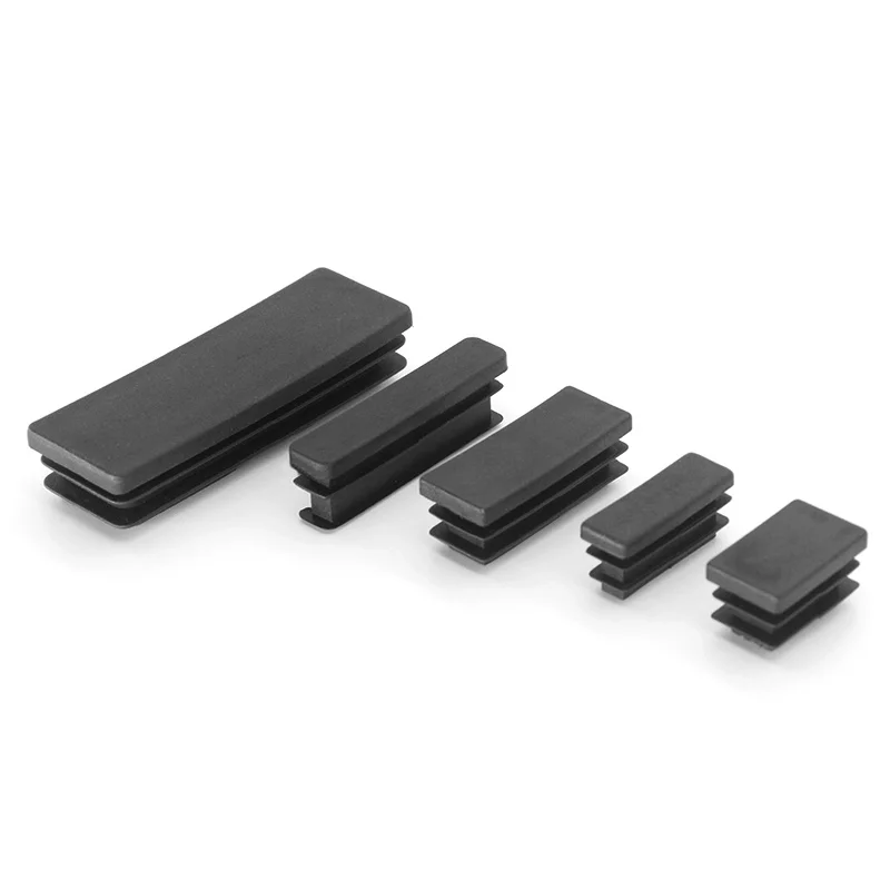 Square Pipe Plug 10-60 15-100 Black Blanking End Caps Rectangular Pipe Tube Cap Insert PlugsTable Chair Furniture Foot Cover