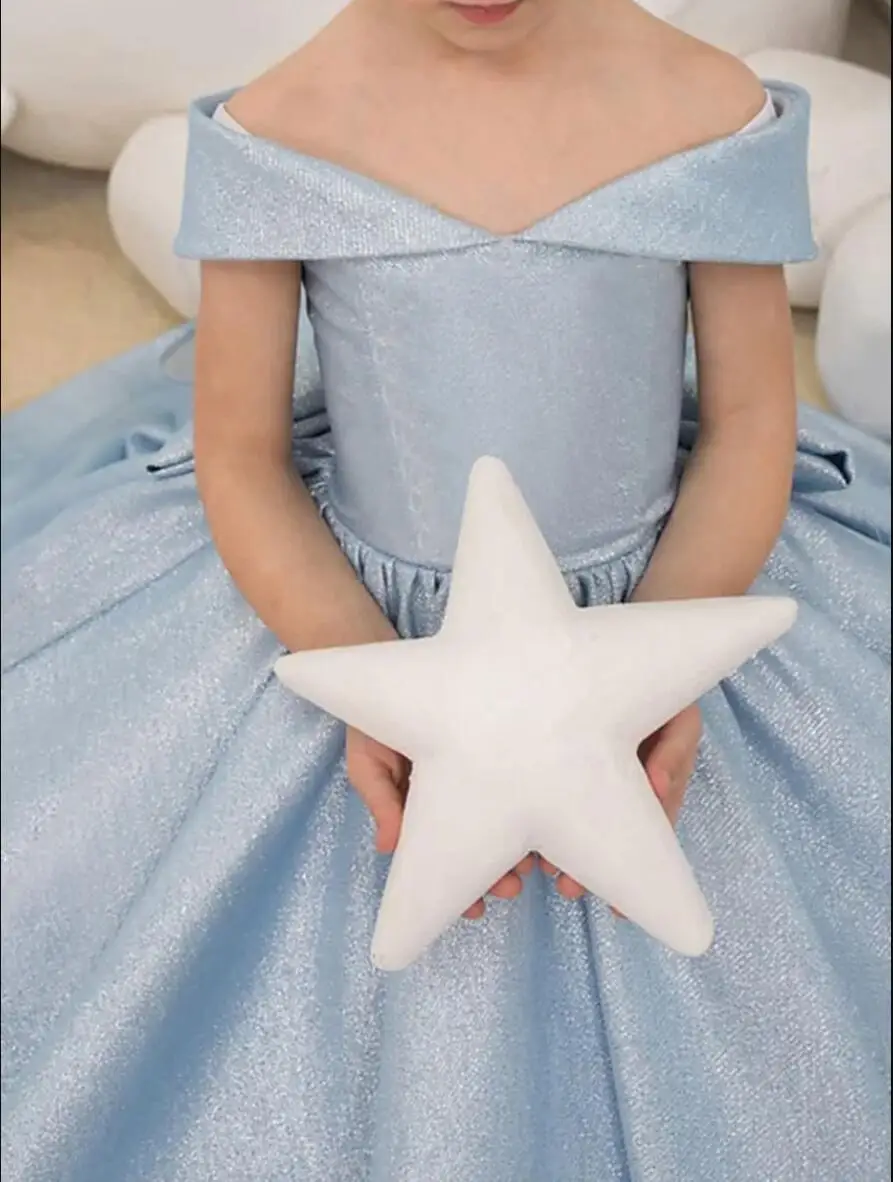 Hellblaue Blumenmädchenkleider mit einfacher Schleife, elegantes Prinzessinnen-Satin-Ballkleid für Kindergeburtstagsfeier, Erstkommunionkleid