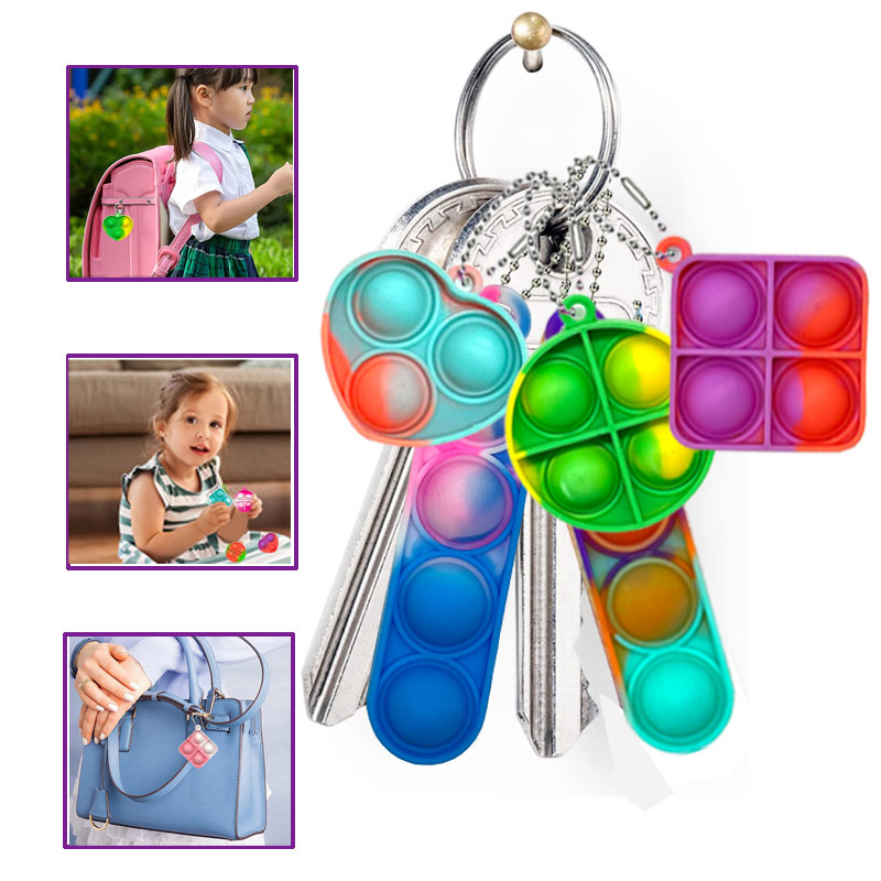 30 pçs pop brinquedos fidget mini pop chaveiros brinquedos da criança fidgets pacote brinquedos sensoriais pacotes a granel reduzir a pressão favores de festa presentes