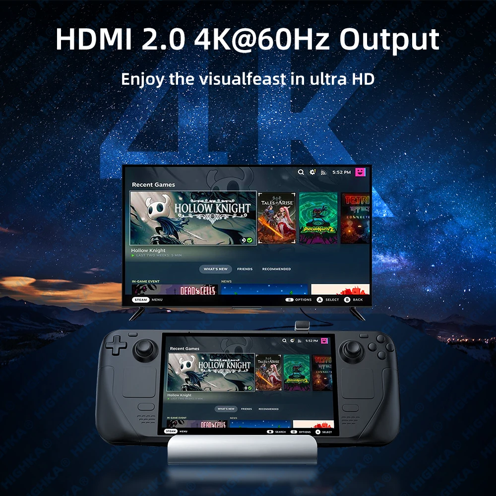 Steam Deck Dock 6 in 1 Steam Deck Rog Ally Docking Station Ständer Zubehör 3*USB 3.0 HDMI 4K@60Hz Gigabit Ethernet PD 60W Hub
