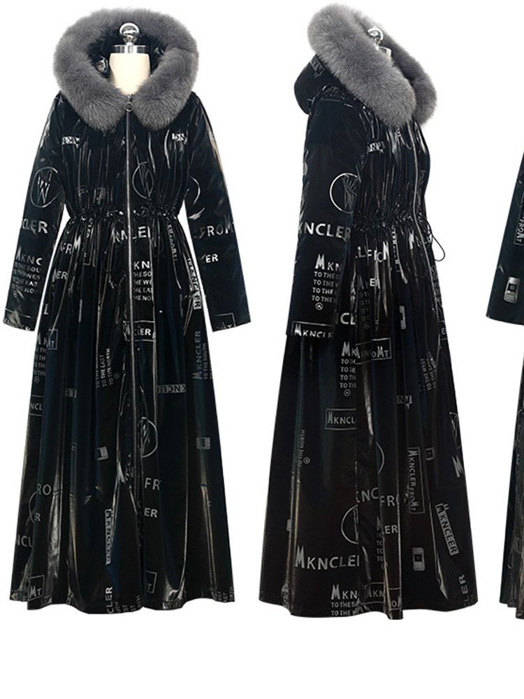 コートリアルフォックスファーコートフィット30 ℃ 130センチメートルスーパーロングの女性のダックダウンコート冬光沢のある暖かいふわふわダウンパーカー防水コートwy510