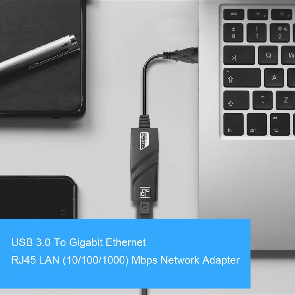 Adaptador USB 3,0 con cable USB TypeC a Rj45 Lan Ethernet, tarjeta de red RTL8153 para PC, Macbook, Windows y portátil, 10/100/1000Mbps