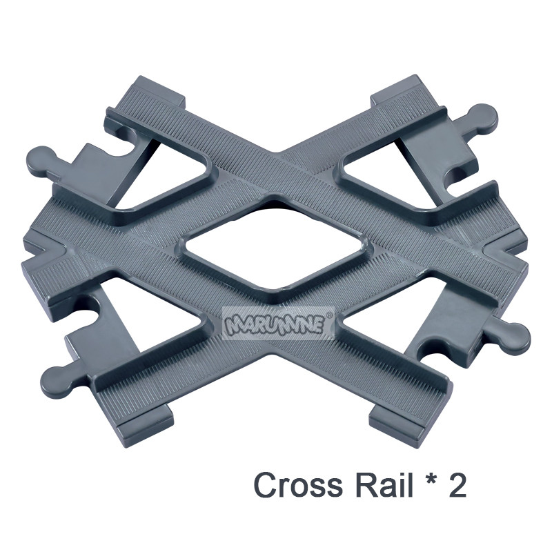 Marumine 8PCS Block Zug Gerade Gebogene Spur Crossover Teile Eisenbahn Schalter Große Größe Gebäude Ziegel City View Zubehör