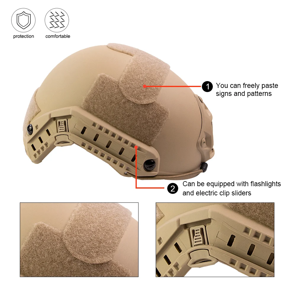 BOOIUปืนยุทธวิธีหมวกกันน็อคMH/PJ/BJหมวกกันน็อคอย่างรวดเร็วABSกลางแจ้งยุทธวิธีเพนท์บอลหมวกกันน็อคยิงเกมCSอุปกรณ์ป้องกันตัวเอง