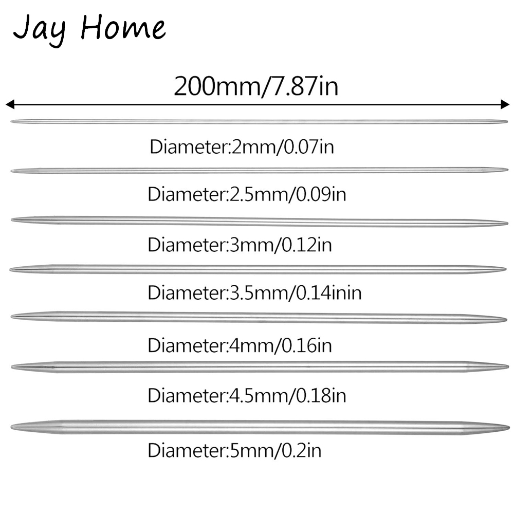Juego de agujas de tejer de acero inoxidable, 5-35 Uds., 20CM, 2-5MM, agujas de tejer rectas de doble punta para suéteres, proyecto de tejer