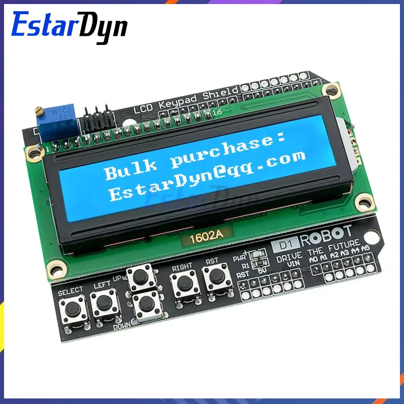 Estardyn 1602 teclado lcd escudo lcd1602 lcd 1602 módulo de exibição para arduino atmega328 atmega2560 raspberry pi uno tela azul