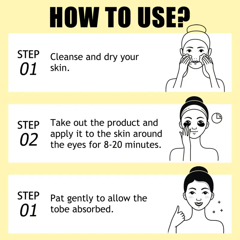 Golden Eye Mask Contains Collagen and Aloe Vera - Hypoallergenic Moisturizing Patch Suitable for All Skin Types, Increases Brightness and Elasticity, Reduces Dullness
