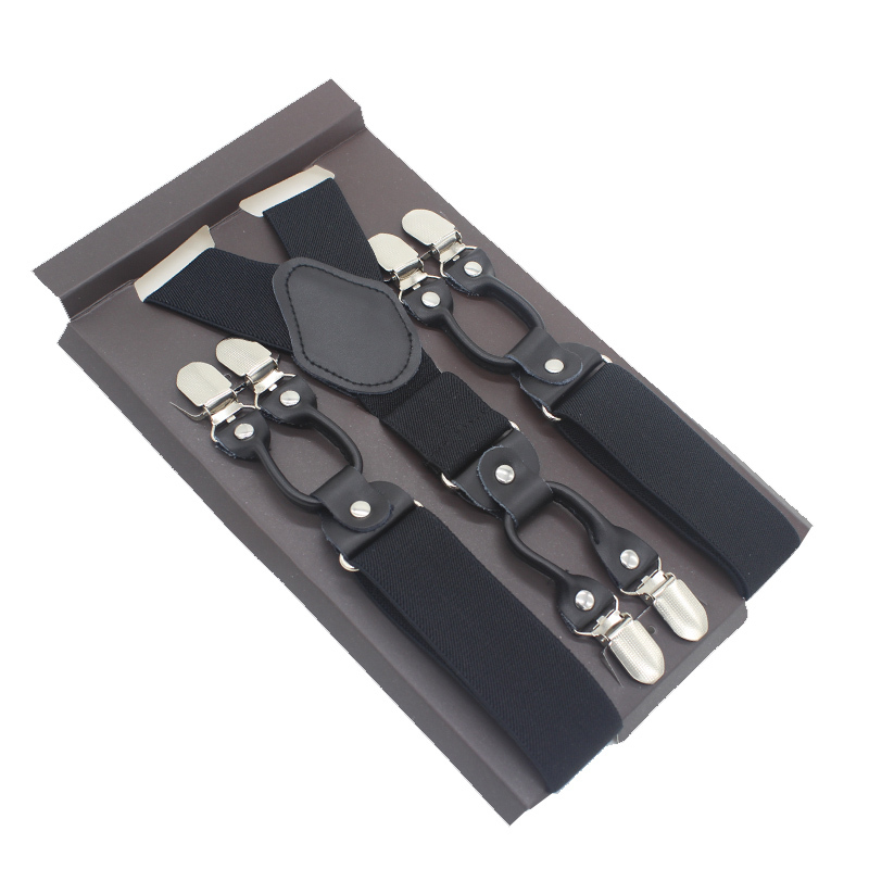 3.5*120 cm Mode 6 Clips Gestreepte Bretels Man Mannelijke Vintage Casual Lederen Bretels Voor Volwassen Tirantes Trosers riem Verstelbare