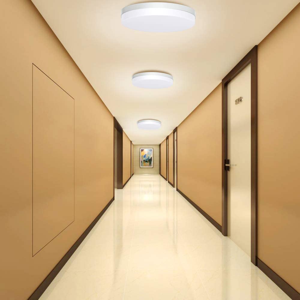 Ultra-thin Round LED Ceiling Lamp Waterproof Flush Mount Fixture 6500K Daylight Modern Home Lighting for Bedroom Kitchen Hallway