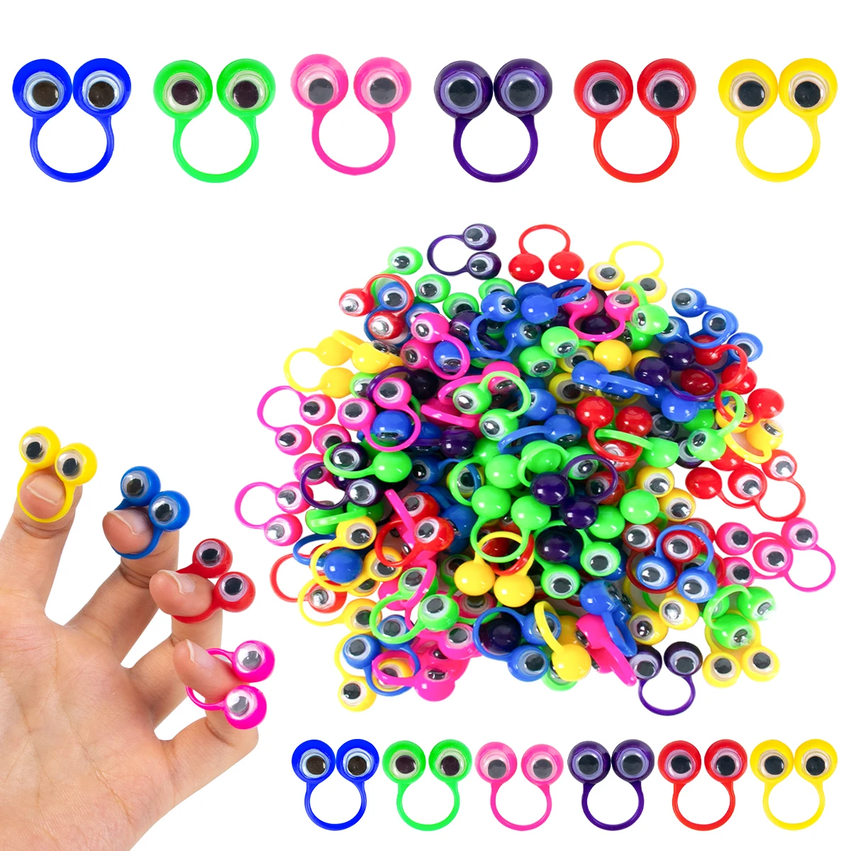 20 piezas divertido Wiggle globo ocular marioneta de dedo anillos de plástico recuerdo de fiesta juguetes para niños bromas prácticas juegos regalos decoración de cumpleaños