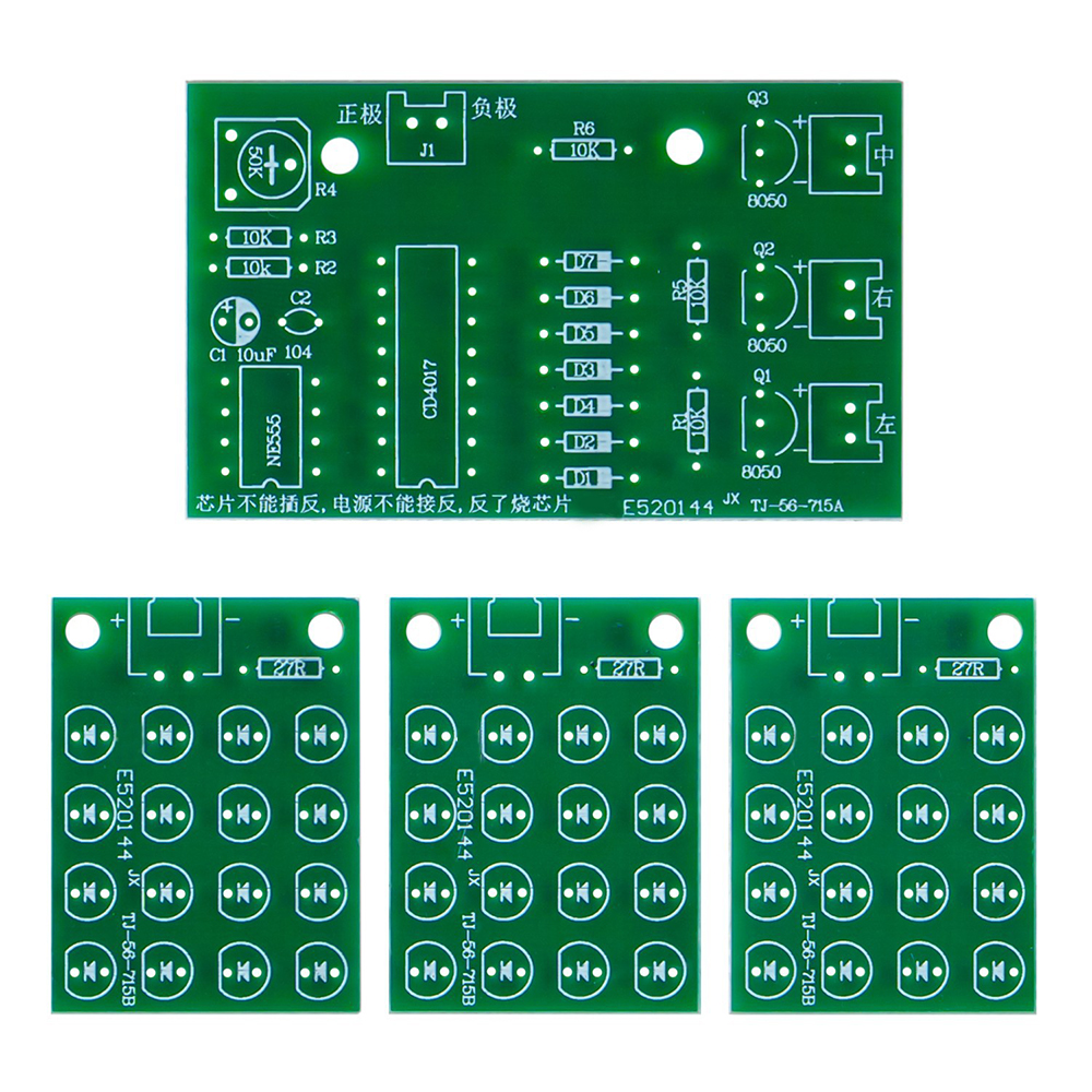 TJ-56-715 CD4017+NE555 Red, White, Blue Three Color LED Flow Light Production Kit DIY Learning Electronic Parts