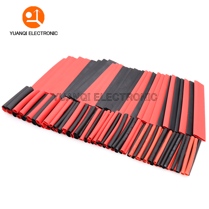 127pcs Fili Contrazione Wrap Tubi di Calore Del Tubo Termoretraibile Filo Collegare Copertura di Protezione Cavo Rosso Nero Impermeabile Termoretraibile 2:1