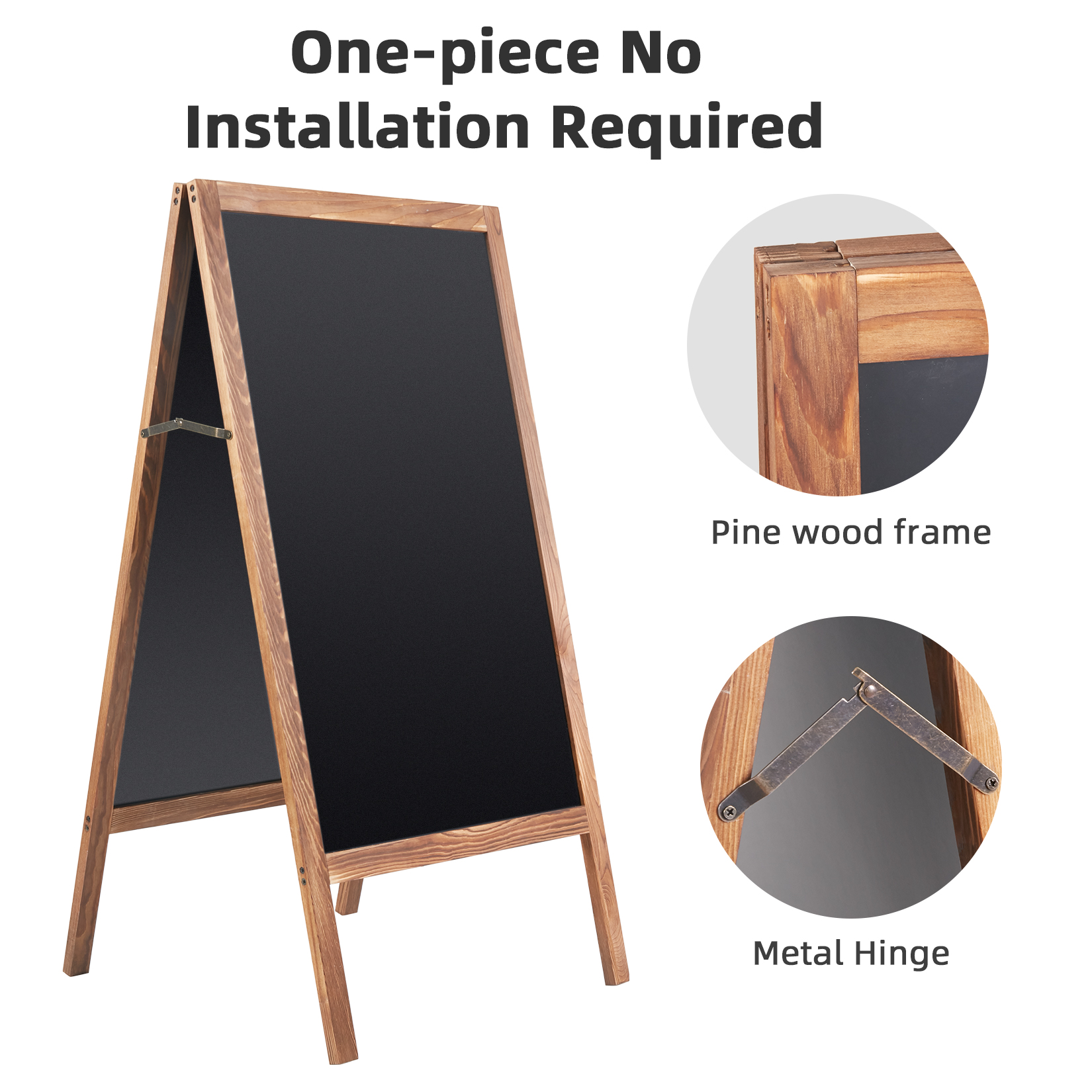 Aufsteller Kreidetafel Kundenstopper beidseitig aus Holz Magnetische Holztafel Werbetafel Schreibtafel klappbar 100×50cm
