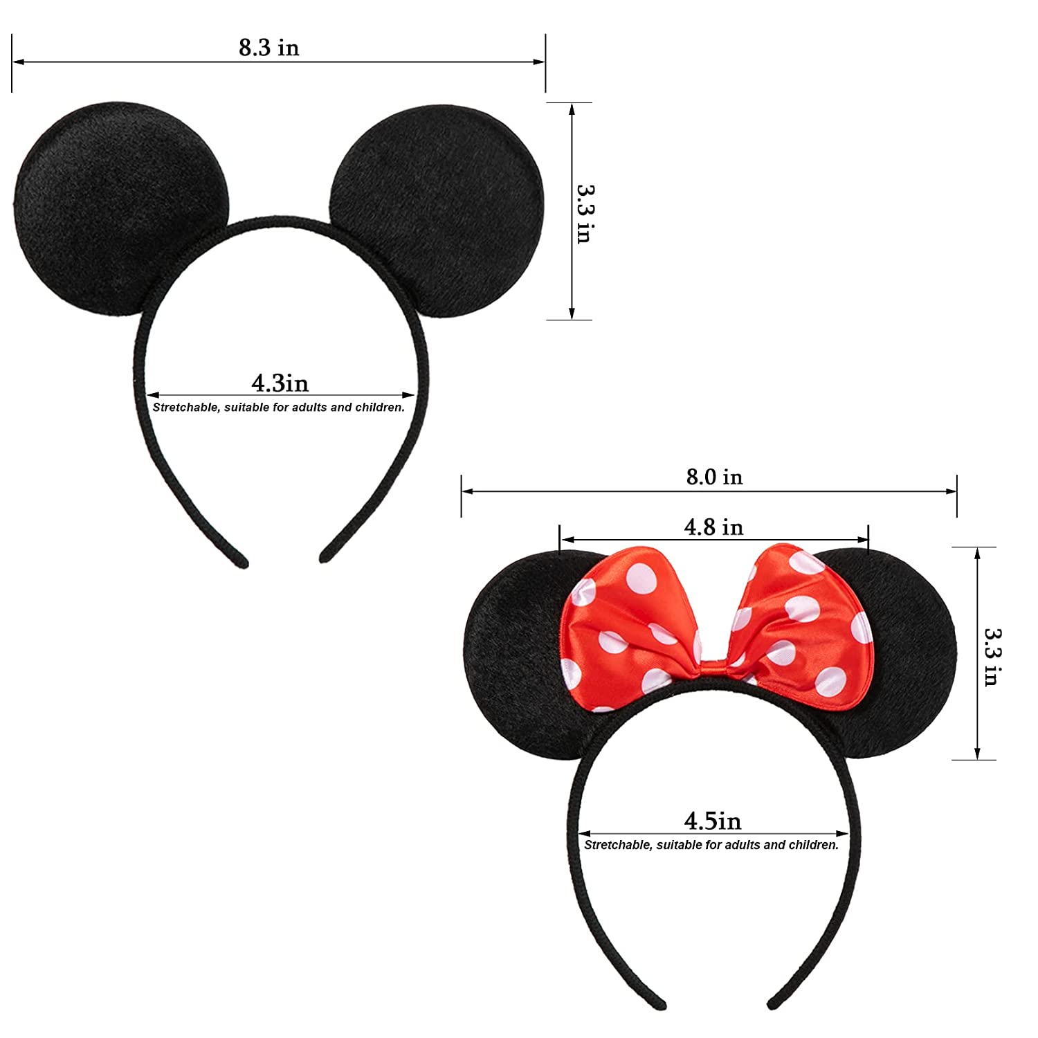 Diadema con lazo de lunares de dibujos animados, accesorios bonitos para el cabello para fiesta, diadema minimalista de Mickey Mouse