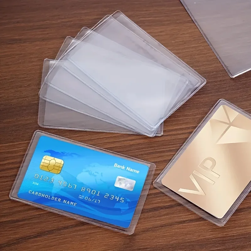 12 Uds. Portatarjetas transparente impermeable de PVC, portatarjetas de plástico, funda para proteger tarjetas de crédito, bolsas protectoras para tarjetas