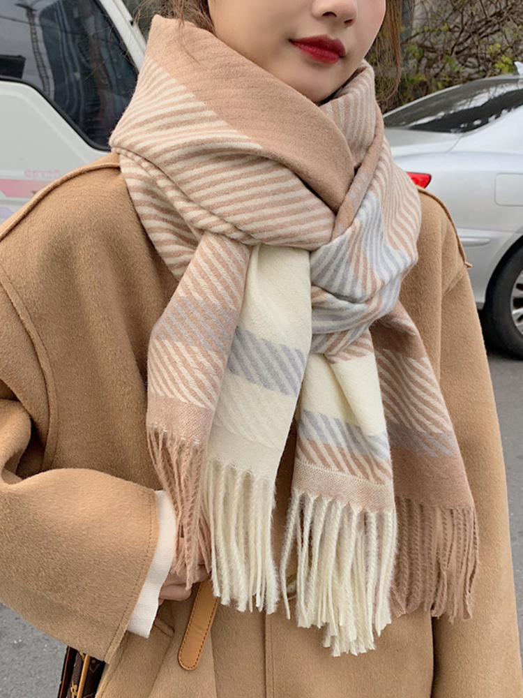 Mới Miễn Phí Vận Chuyển Nữ Khăn Choàng Thu Đông 2022 Cách Học Kẻ Sọc Scarve Khăn Choàng Pashmina Mujer Femme Foulard Bufanda Khăn Choàng Unisex Nam
