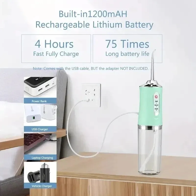 Portatile Intelligente Elettrico Irrigatore Orale Acqua Flosser 4 Getti 3 Modalità Ricaricabile Dentale Getto D'acqua Irrigatore Dentale Denti Cleaner