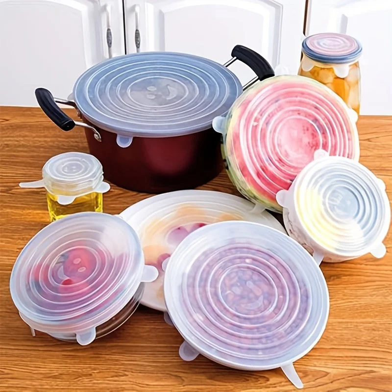 Funda elástica de silicona - Funda reutilizable para alimentos para tazones, sartenes y ollas - Apto para microondas y frigorífico