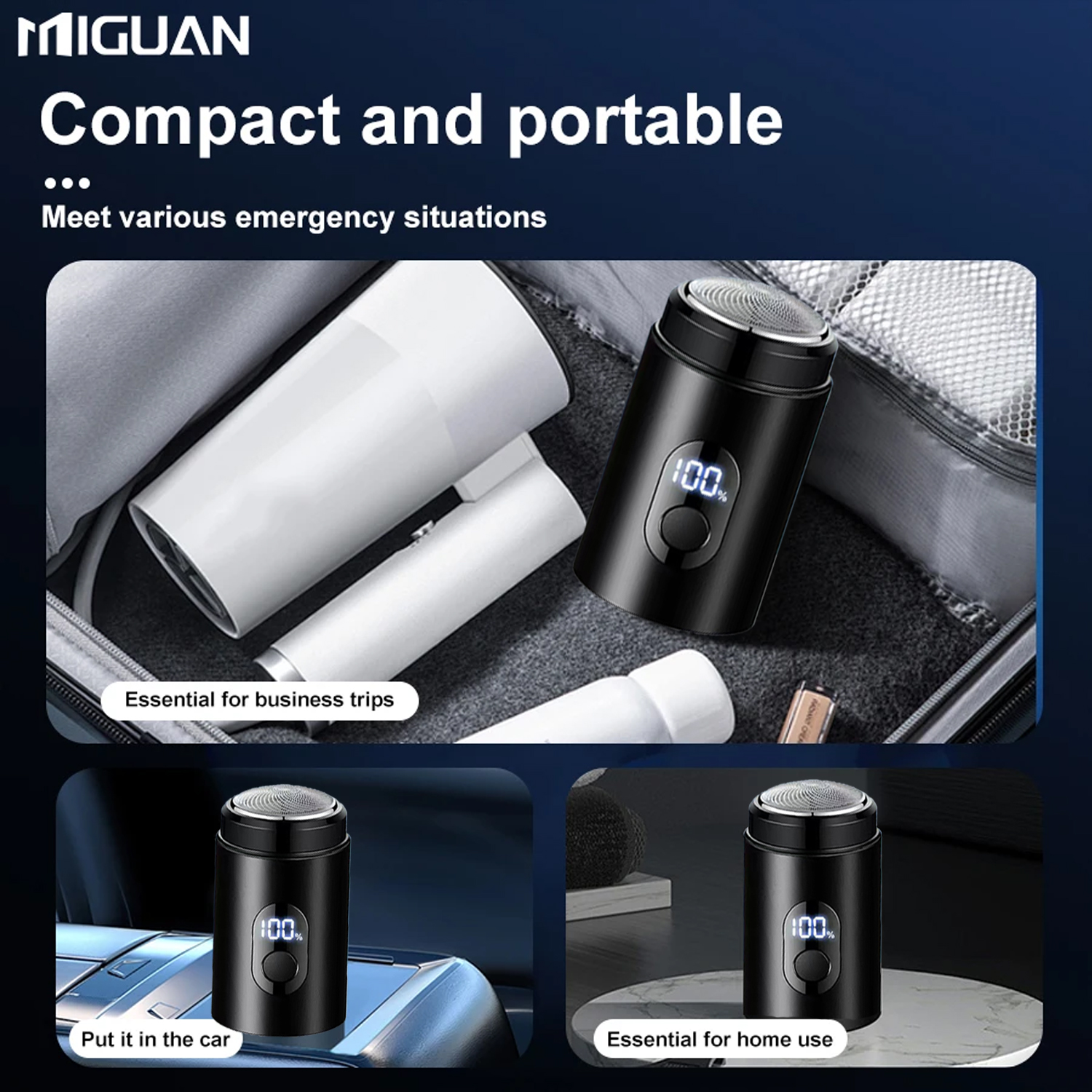 Men's electric shaver is easy to disassemble and clean, and the LED power display can be carried easily and easily.