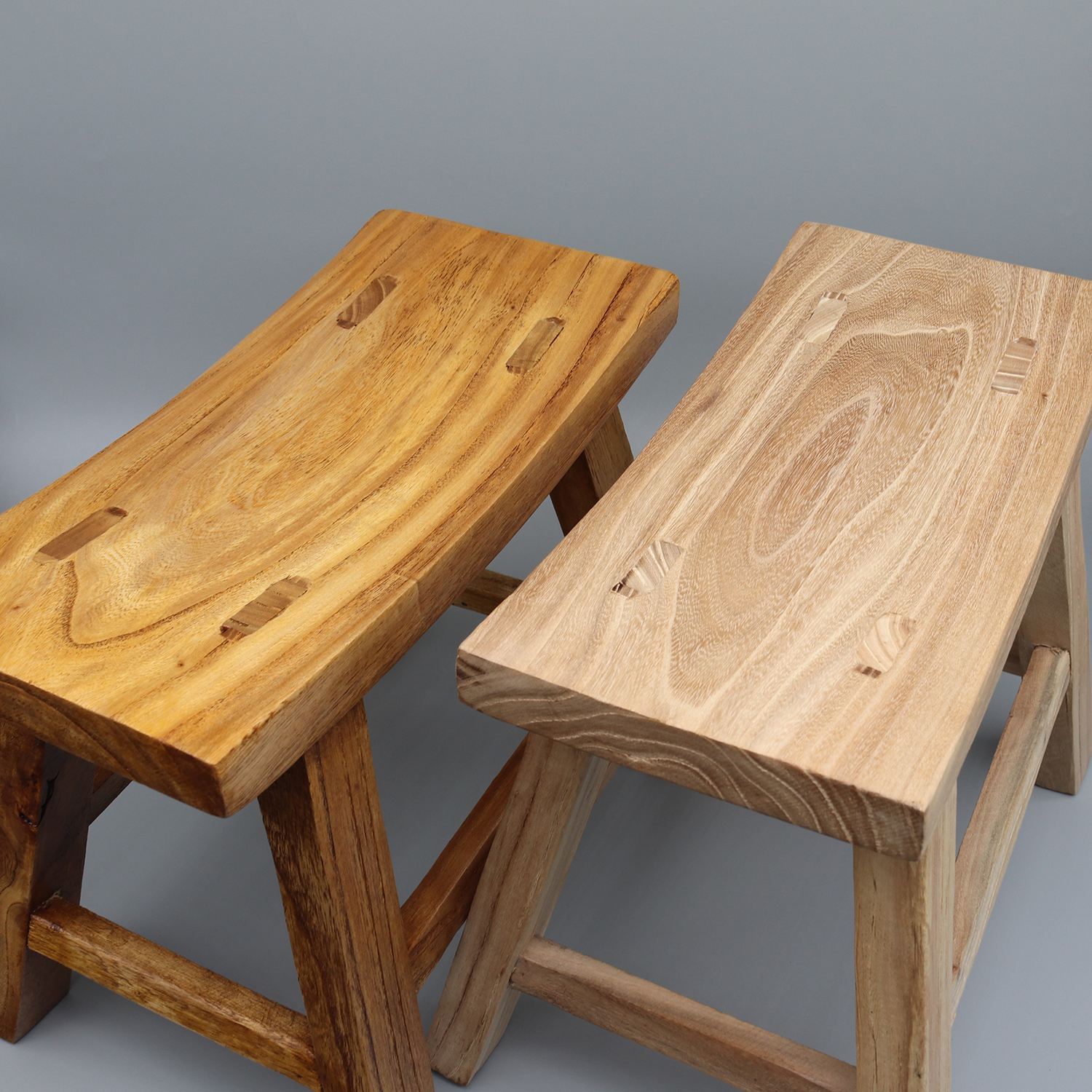 Taburete de madera recién hecho, silla para niños, madera maciza de olmo