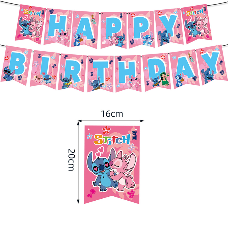 Disney Lilo & Stitch Decorazione di compleanno Decorazioni per feste Stoviglie Tovaglia Bicchiere di carta Piatto Sfondo Palloncini Forniture Bomboniera per bambini