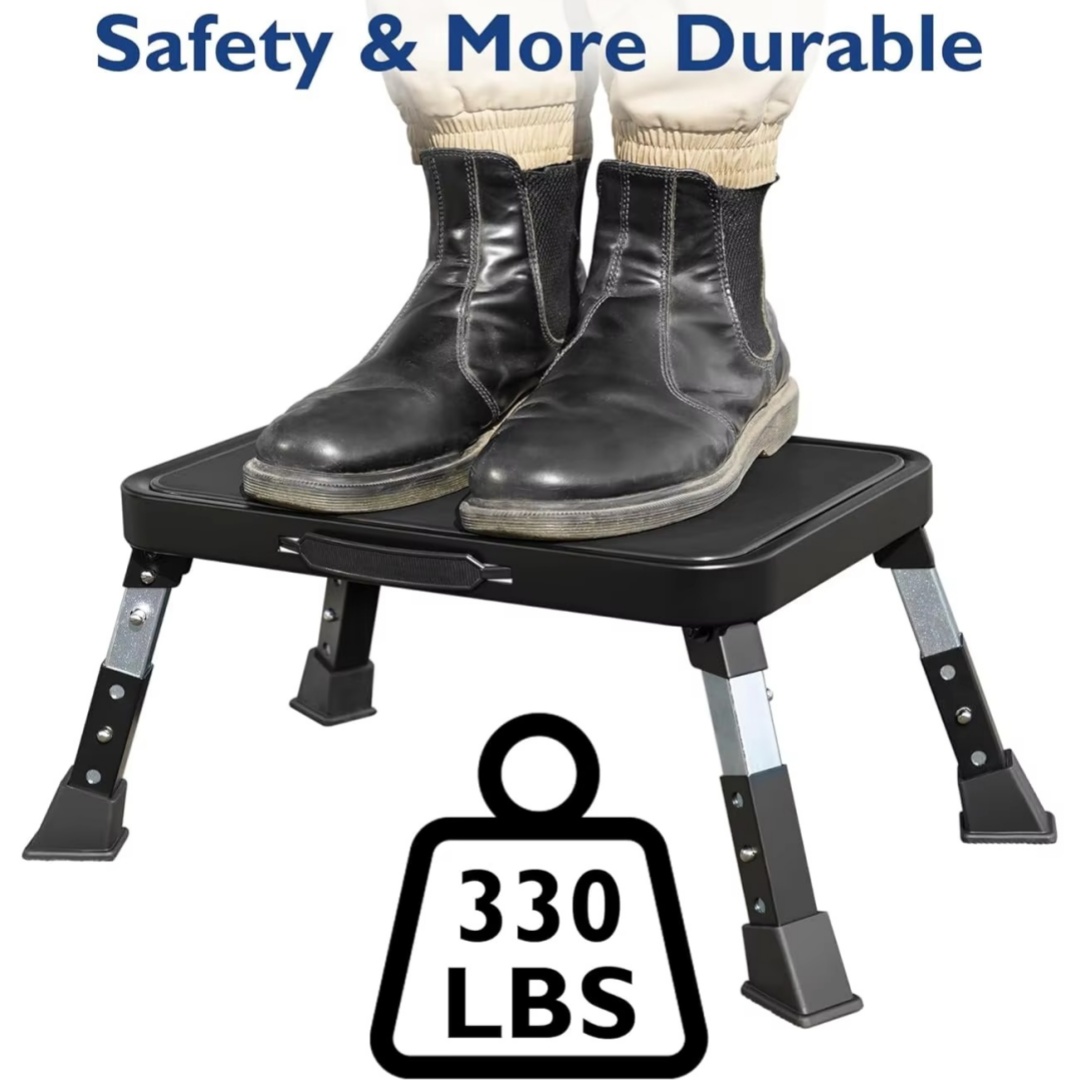 Banqueta dobrável ajustável de 3 velocidades para adultos e idosos, banquinho de metal mais seguro, banquinho resistente e estável