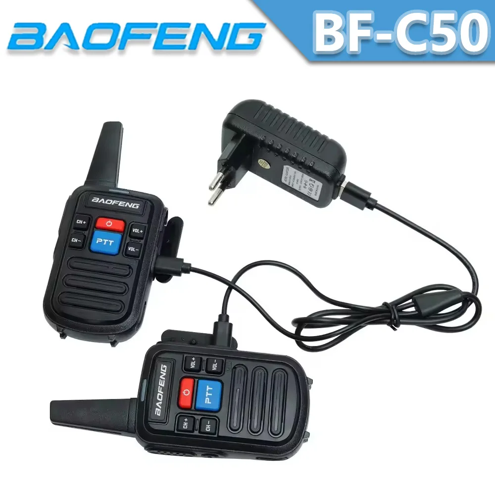 Baofeng BF-C50 Mini Walkie Talkie 5W UHF Dual PTT with Type-C Charger Child Intercom 1500mAh HF Transceiver Ham Radio