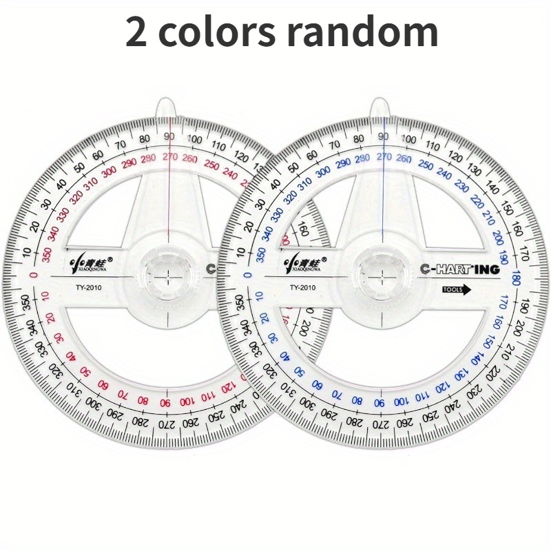 2pcs 360° Protactors Plastic Math Clear Ruler Drafting Tools Circle Winkelmesser