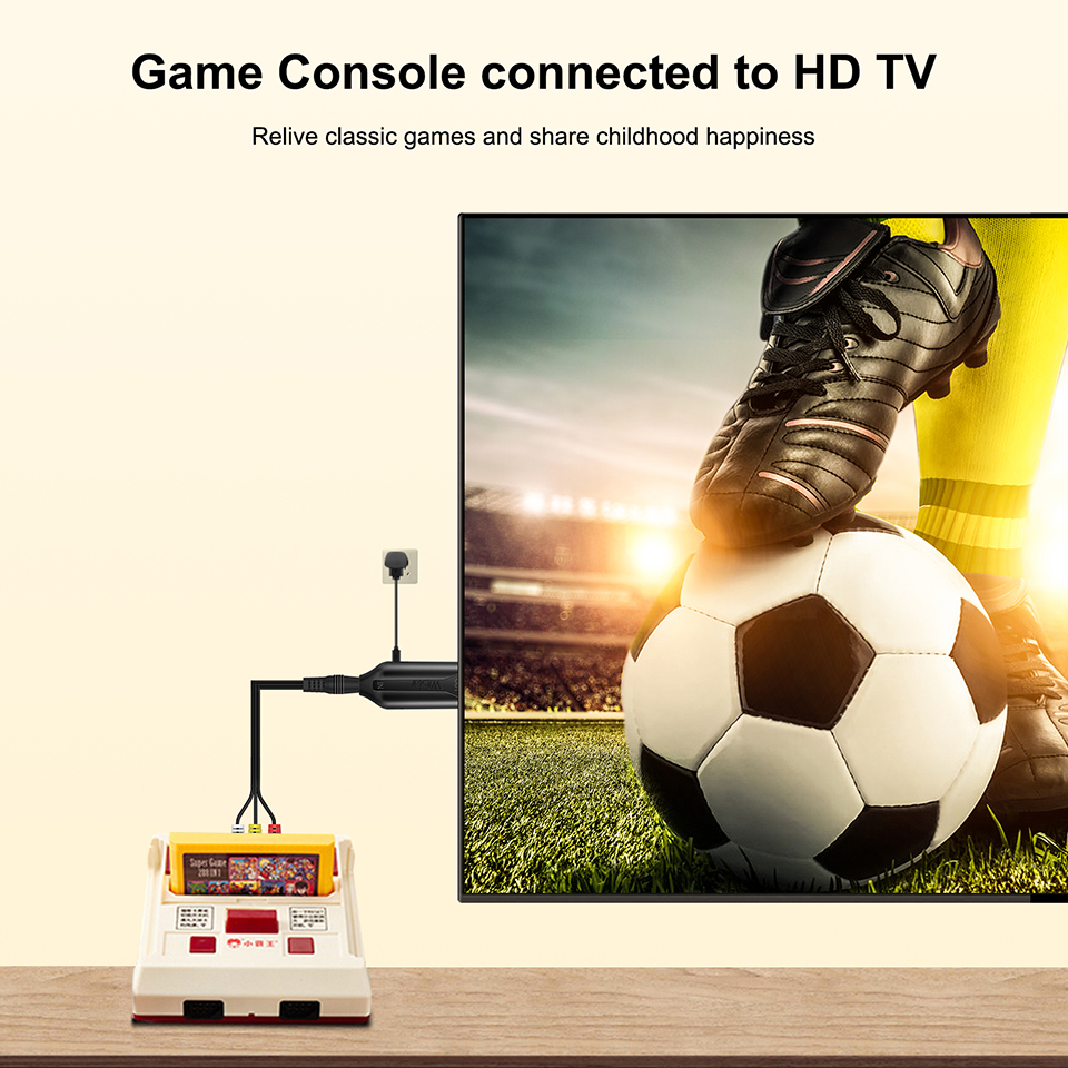 Adaptador de vídeo rca av para hdmi conversor adaptador rca av cvbs l/r para hdmi vídeo 1080p av2hd nova chegada comprimento do cabo 70cm/1m