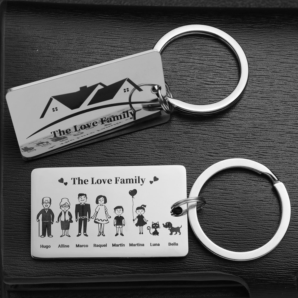 Personalized Family Keychain Stainless Steel Parents Children Present Families Member Customized Keyring Key Chain Ring Holder